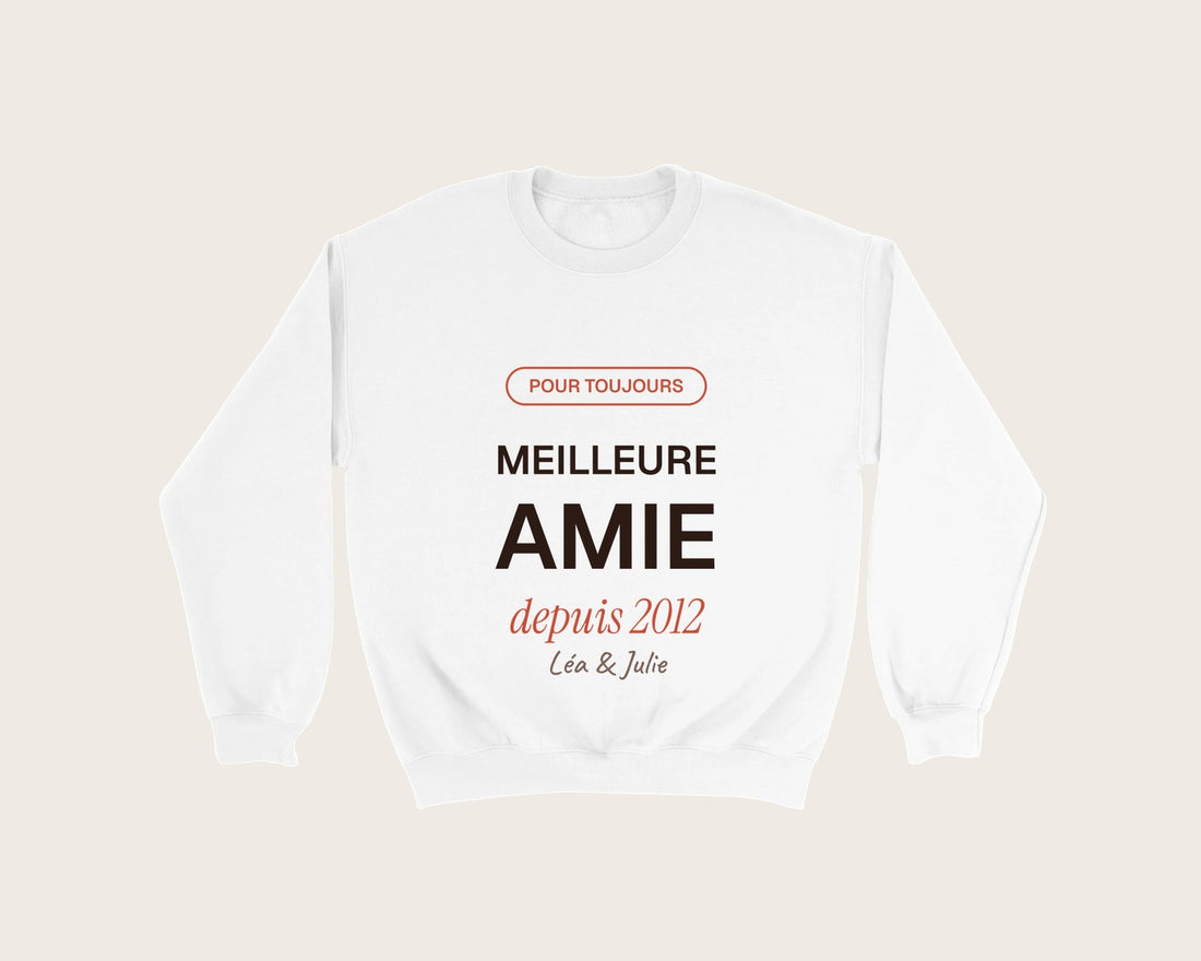 Sweat « Meilleure amie » personnalisé – sweat col rond blanc