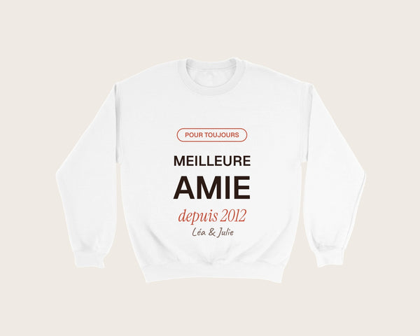 Sweat « Meilleure amie » personnalisé – sweat col rond blanc