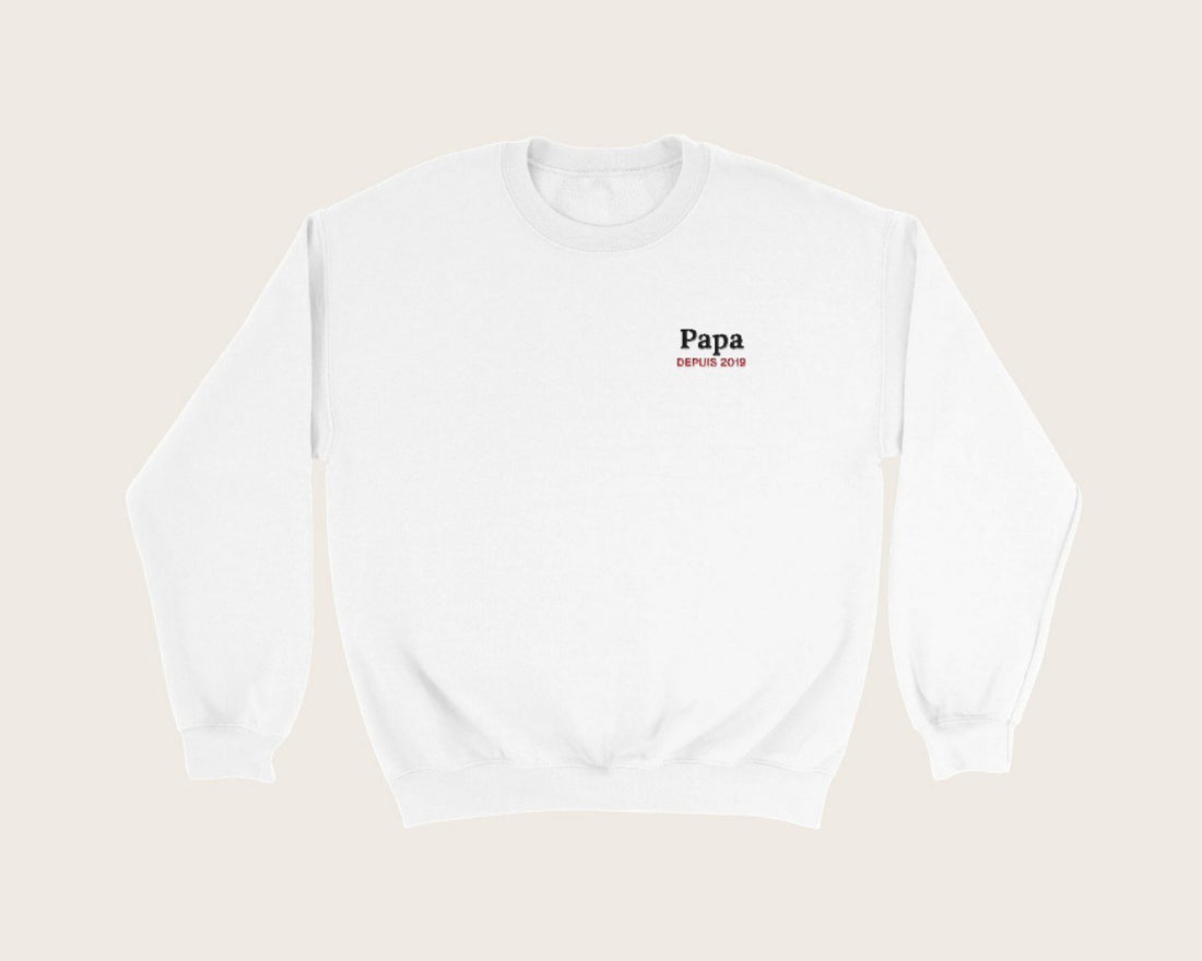 Sweat brodé « Papa depuis… » personnalisé