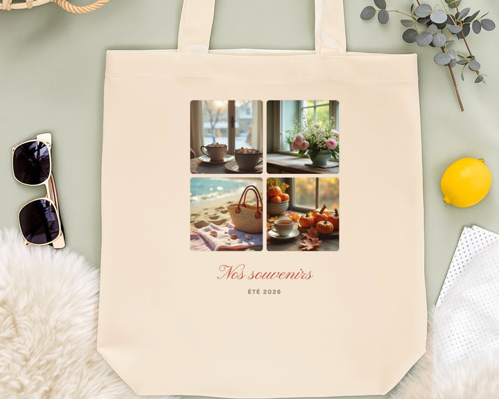 Tote bag collage 4 photos personnalisé
