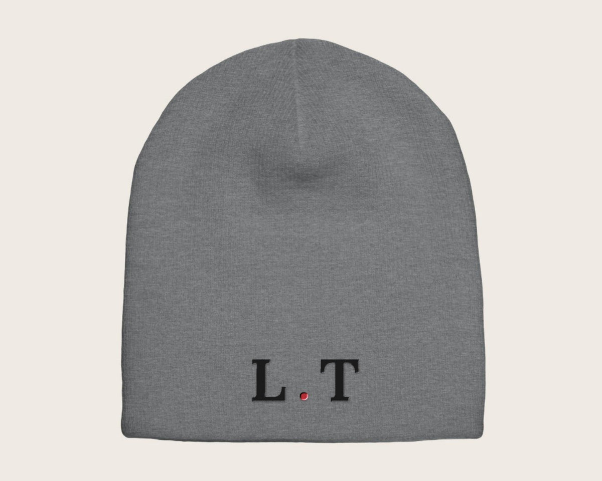 Bonnet brodé initiales – gris chiné