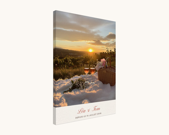 Tableau photo couple personnalisé avec vos prénoms et une date