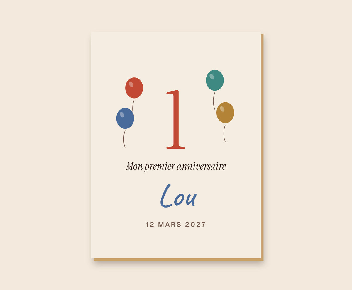 Affiche « Mon premier anniversaire » personnalisée – Tableau bois 30×40 cm