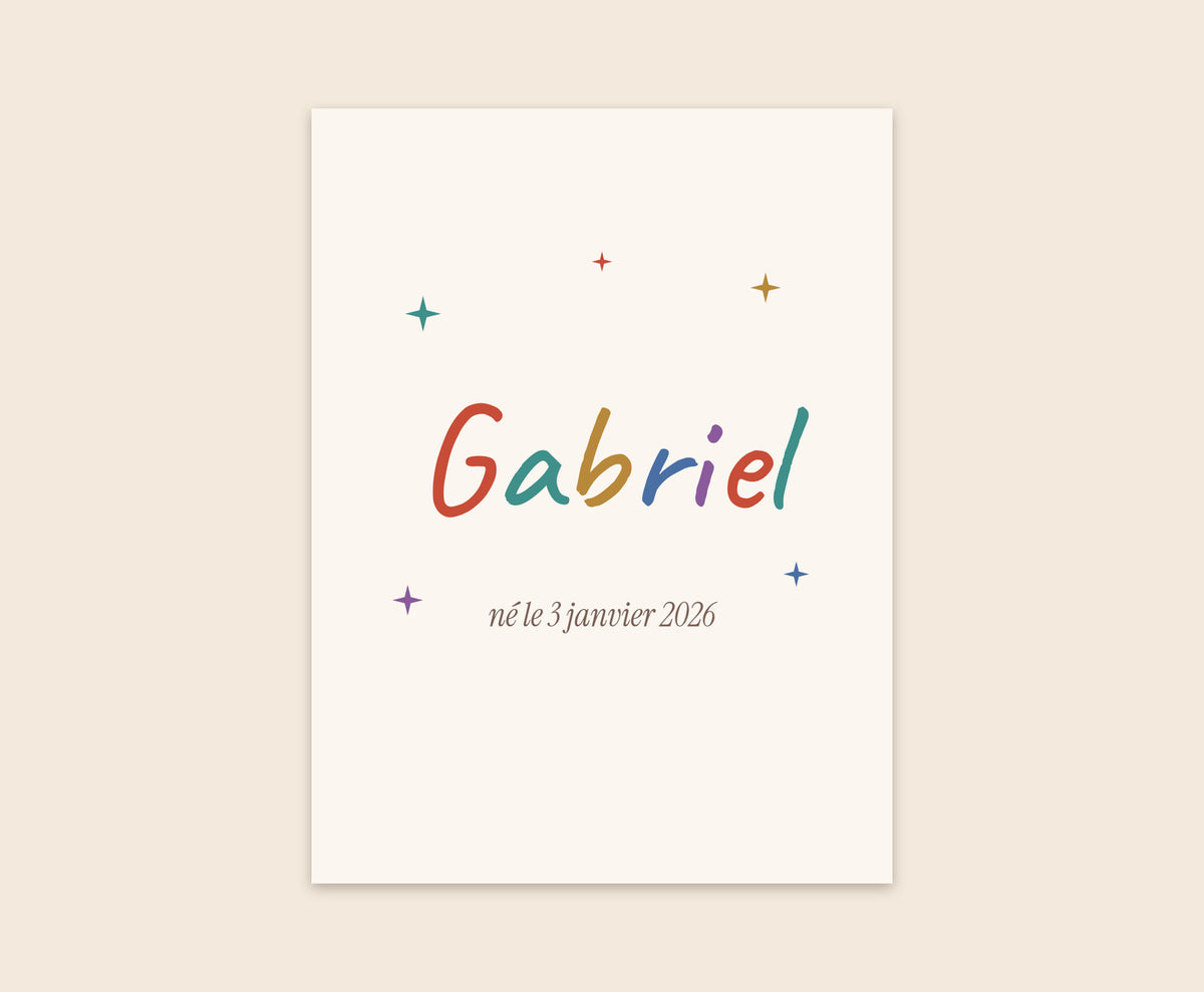 Affiche prénom enfant personnalisée pour la chambre – Affiche 30×40 cm
