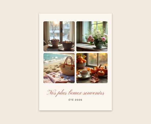 Affiche collage 4 photos personnalisée avec titre – Affiche 30×40 cm