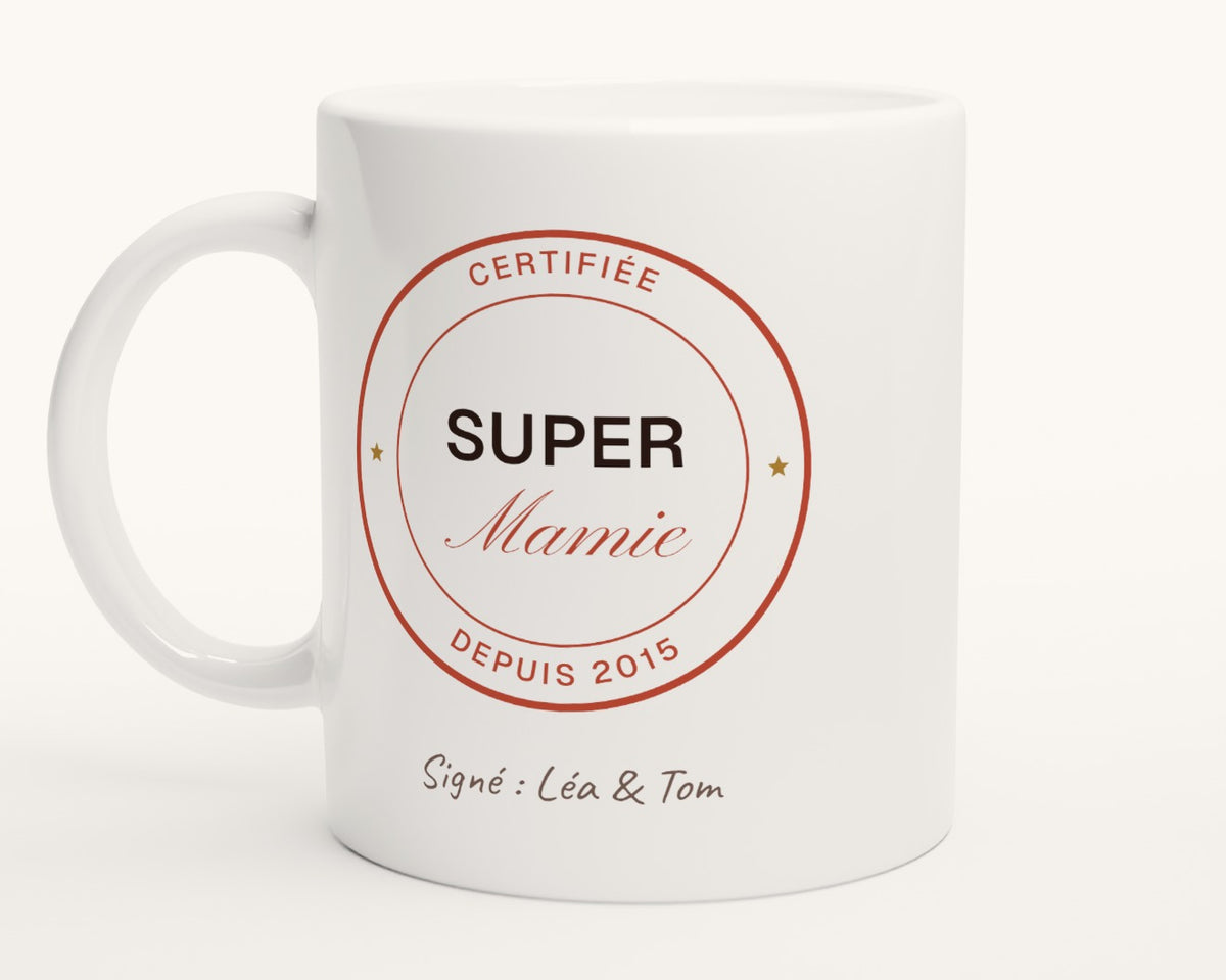 Mug « Super Mamie certifiée » personnalisé – photo produit