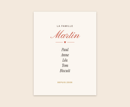 Affiche famille personnalisée avec tous les prénoms