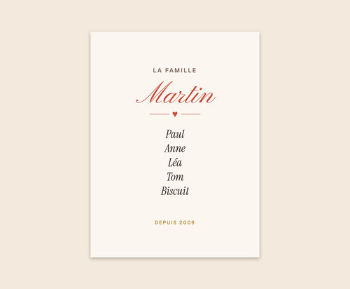 Affiche famille personnalisée avec tous les prénoms – Affiche 30×40 cm