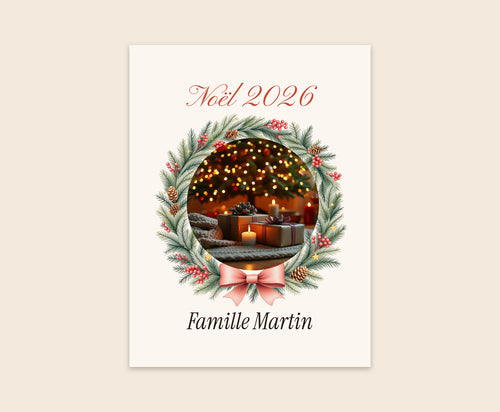 Affiche photo de Noël personnalisée dans une couronne – Affiche 30×40 cm
