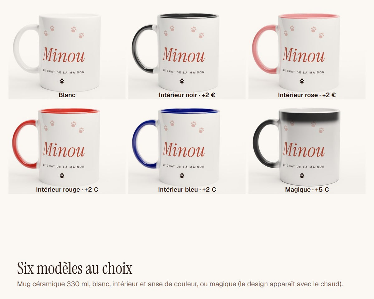 Mug « Le chat de la maison » personnalisé – les six modèles de mug