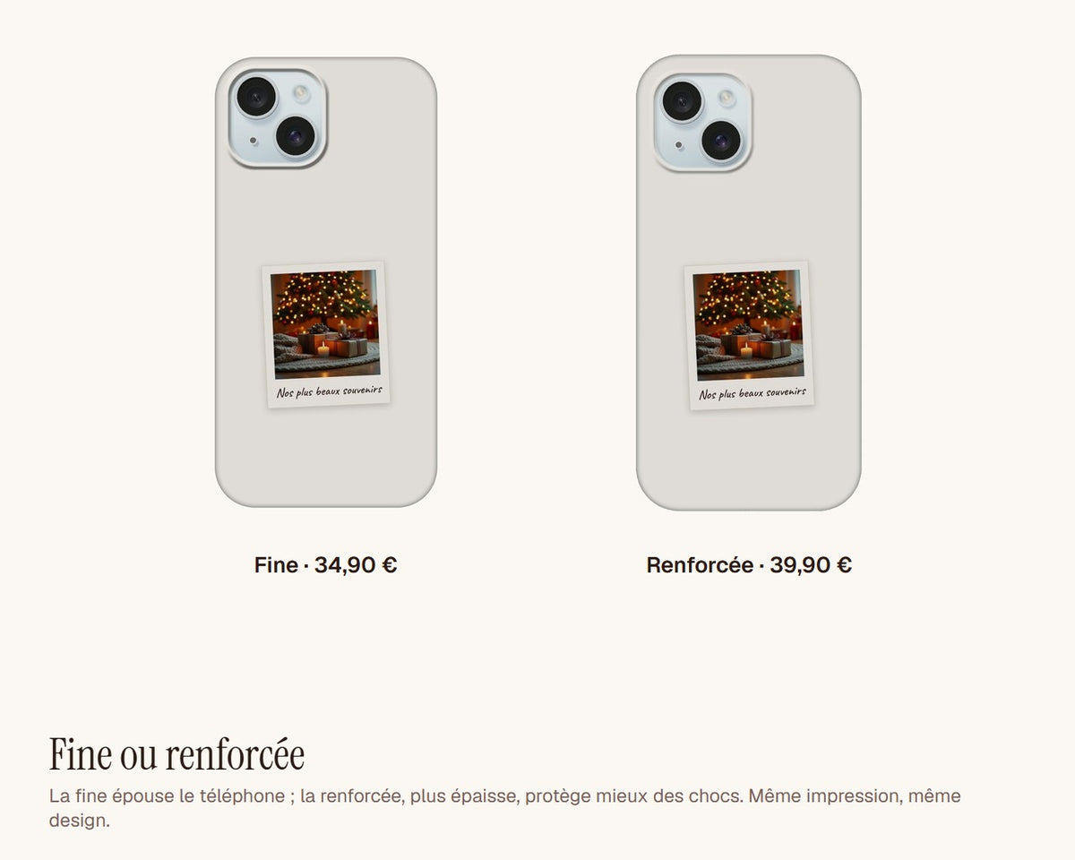 Coque de téléphone personnalisée façon polaroid – coque fine ou renforcée