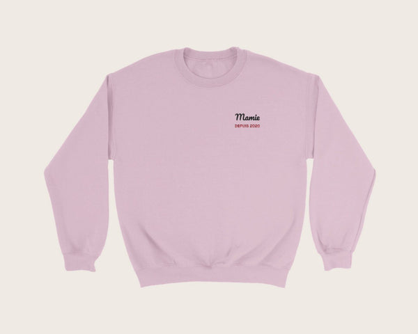 Sweat brodé « Mamie depuis… » personnalisé