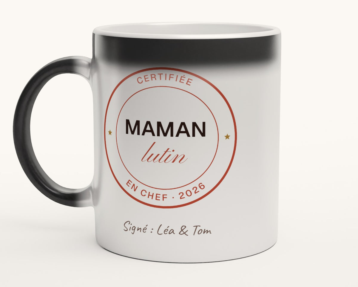 Mug « Maman lutin en chef » personnalisé – mug magique
