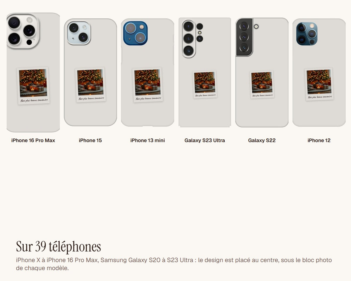 Coque de téléphone personnalisée façon polaroid – le design sur six téléphones