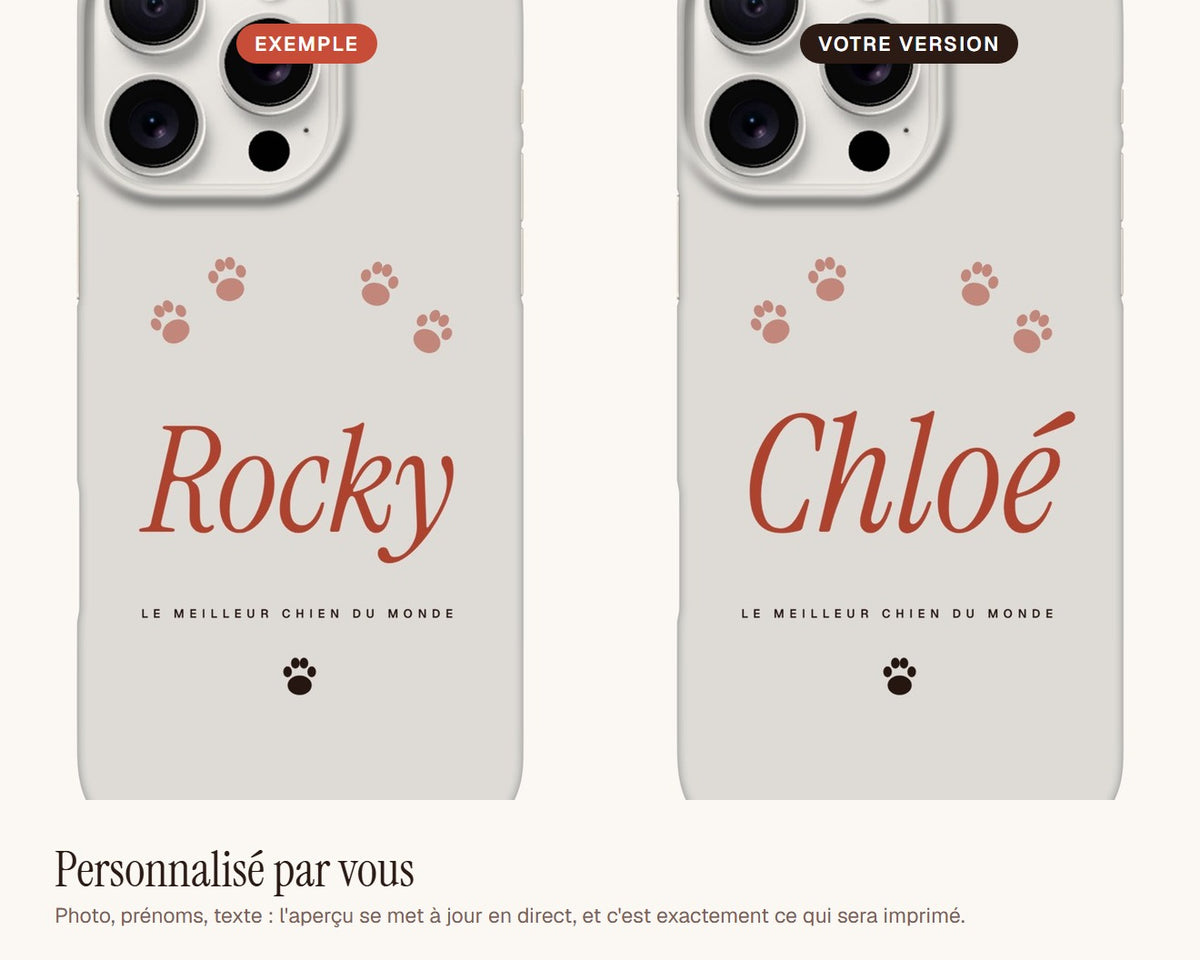 Coque de téléphone personnalisée pour les amoureux des chiens – exemple de personnalisation