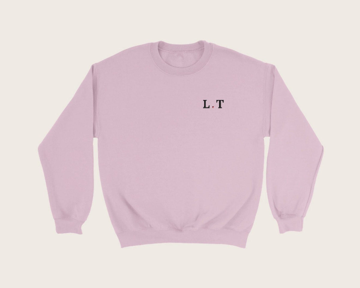 Sweat brodé initiales – sweat col rond rose clair