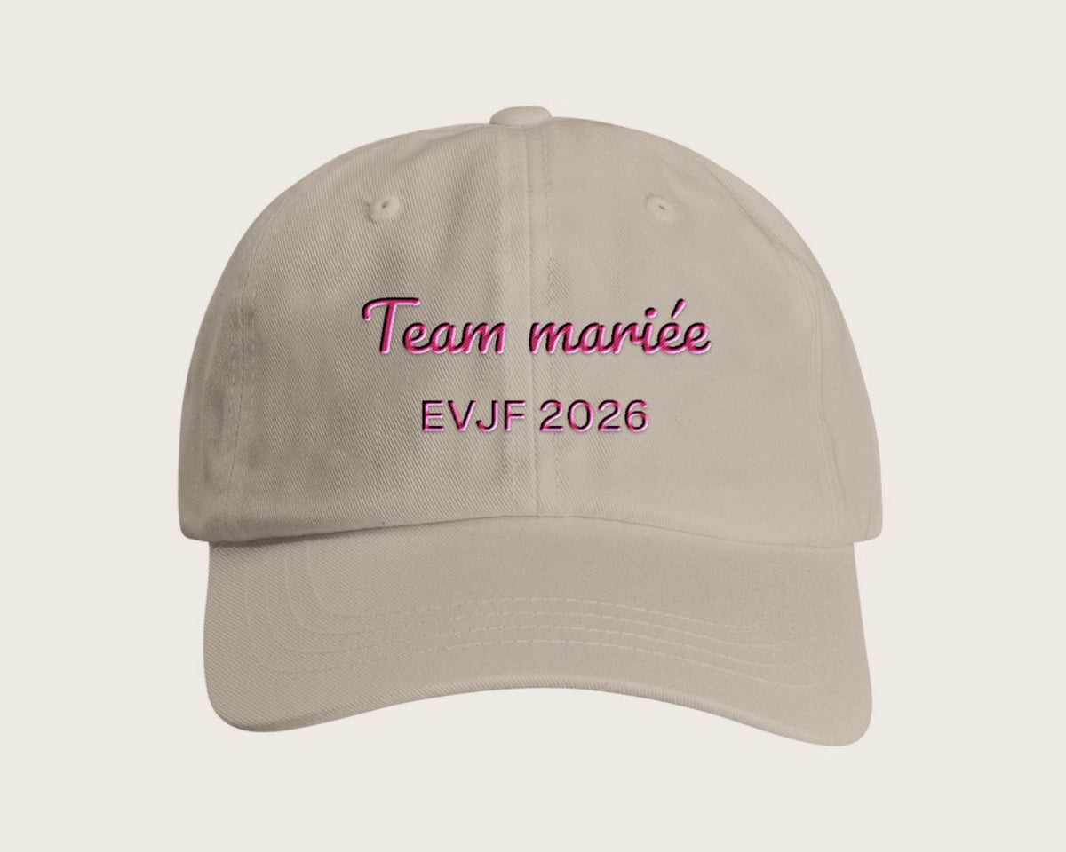 Casquette EVJF brodée « Team mariée » personnalisée – pierre