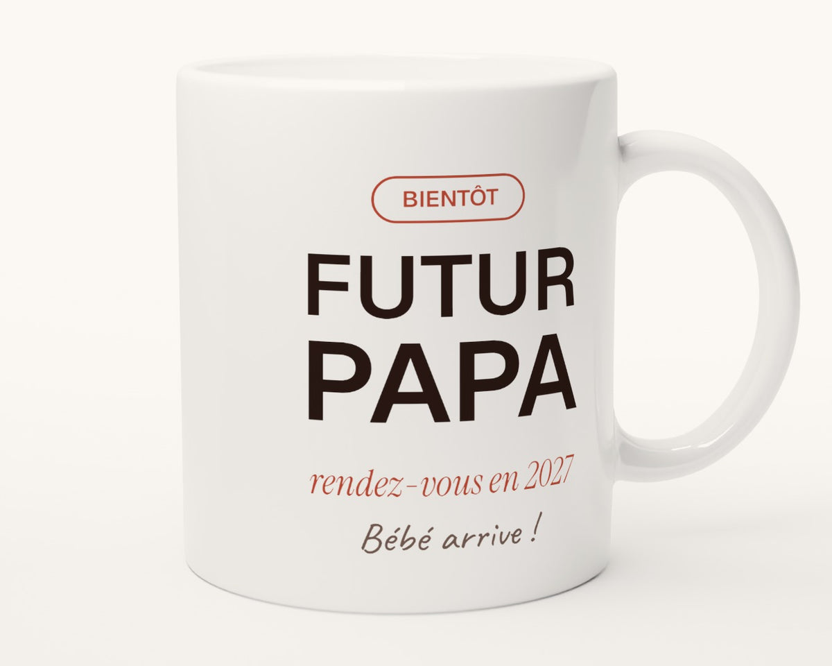 Mug personnalisé « Futur papa » annonce de grossesse – autre face, anse à droite