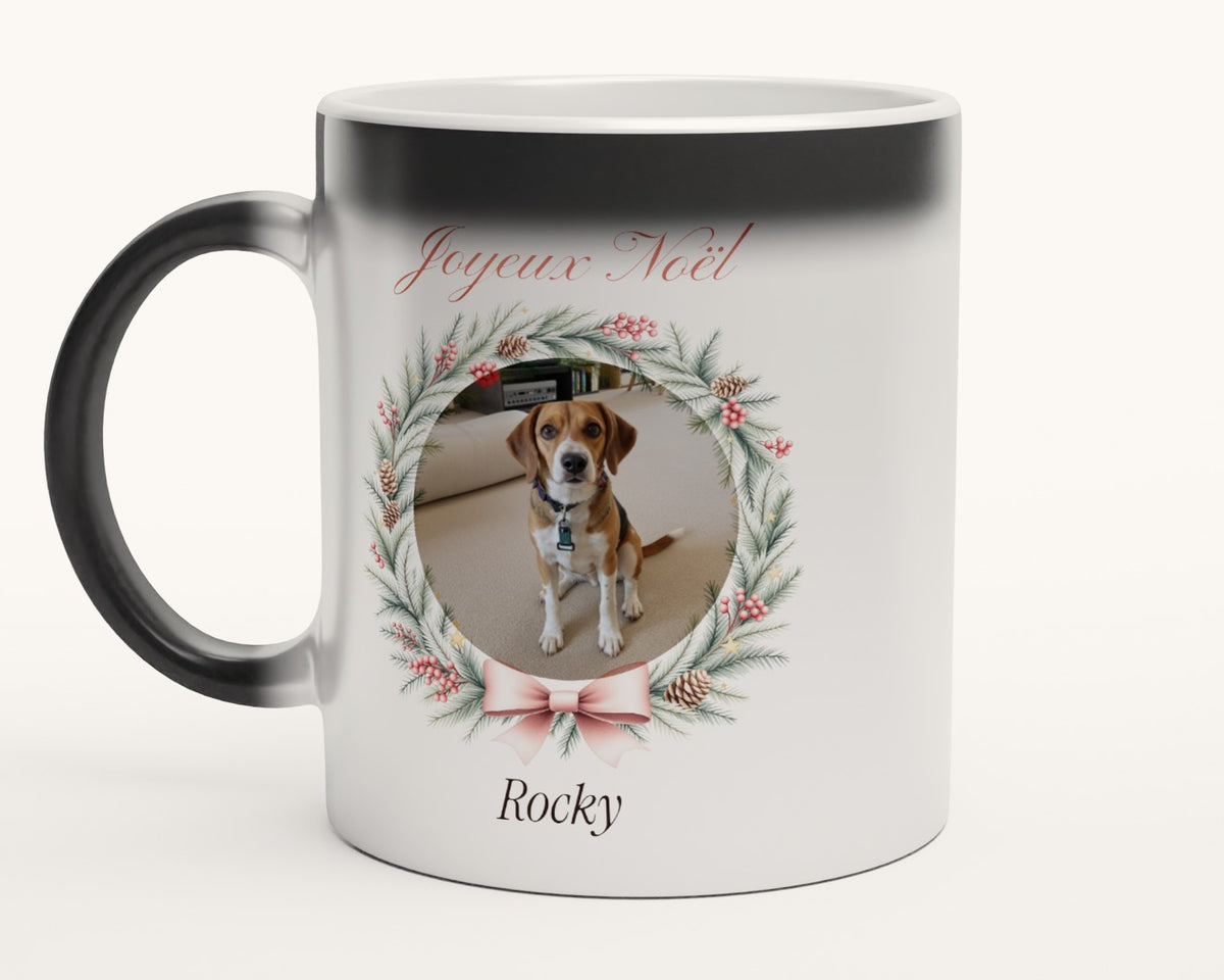 Mug de Noël avec la photo de votre chien – mug magique