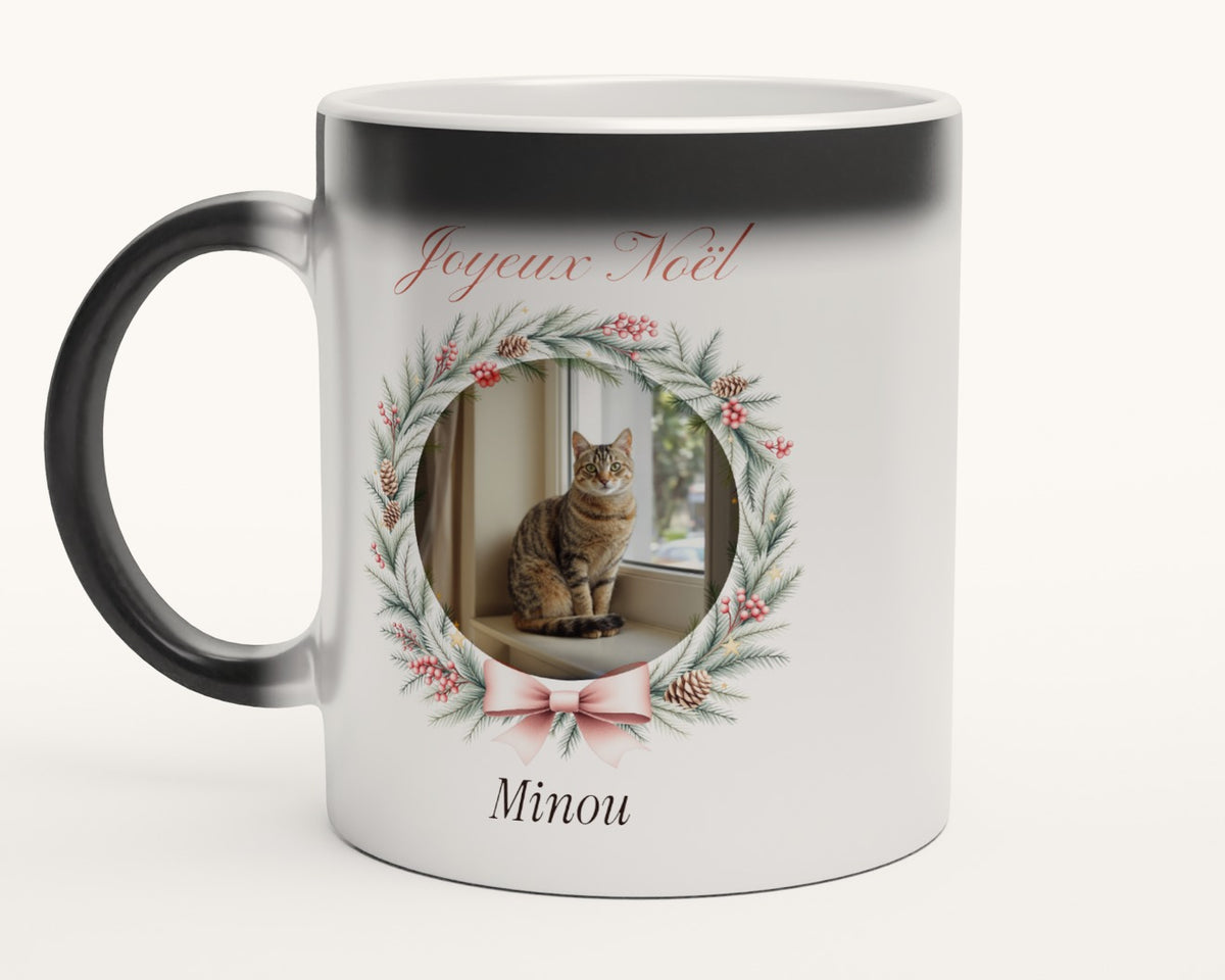 Mug de Noël avec la photo de votre chat – mug magique