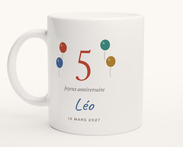 Mug anniversaire enfant personnalisé avec son âge – photo produit