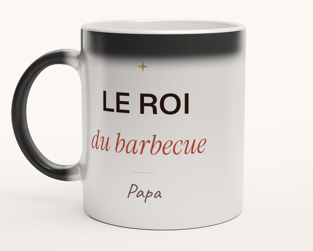 Mug humour « Le roi du barbecue » personnalisé – mug magique