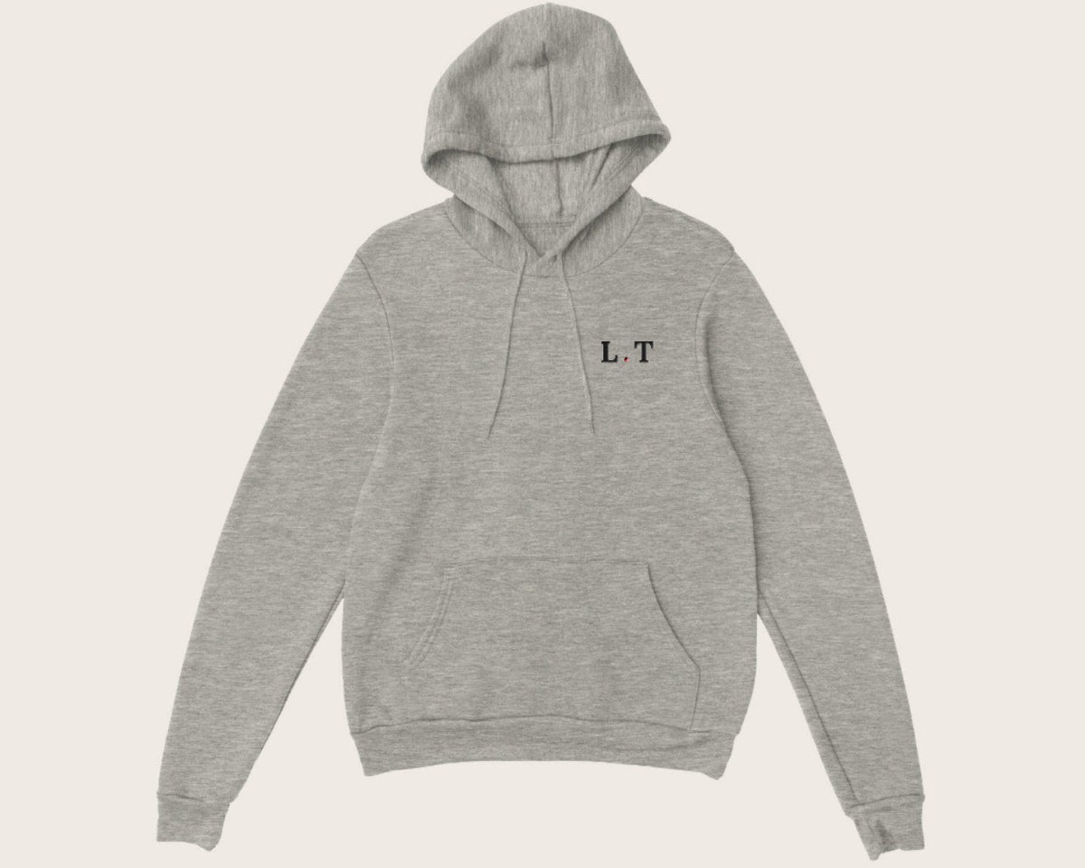 Sweat brodé initiales – sweat à capuche gris chiné