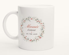 Mug personnalisé « Mamie d'amour » avec les prénoms