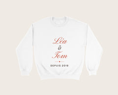 Sweat couple personnalisé avec vos prénoms