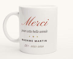 Mug personnalisé « Merci » pour professeur