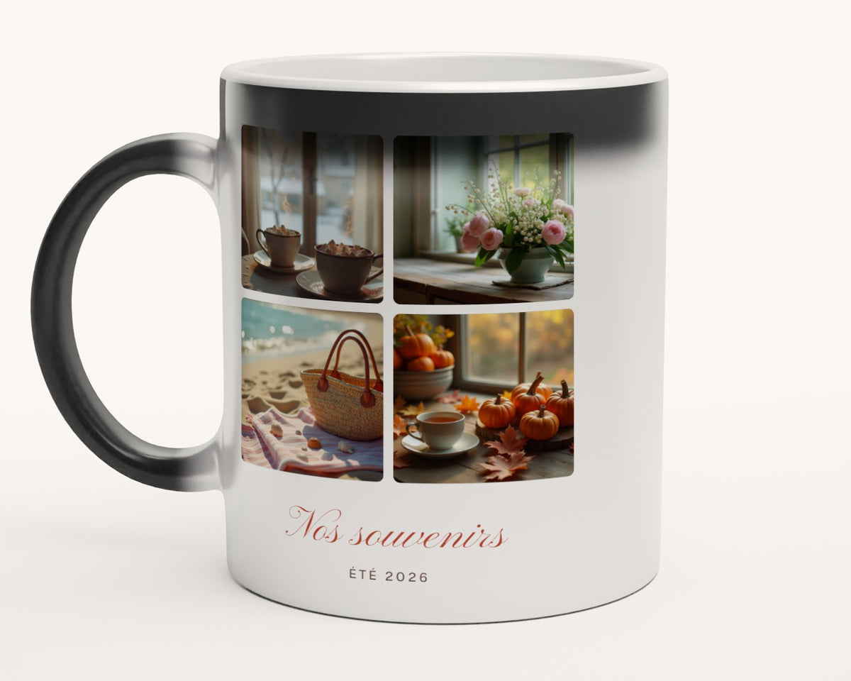 Mug collage 4 photos personnalisé – mug magique