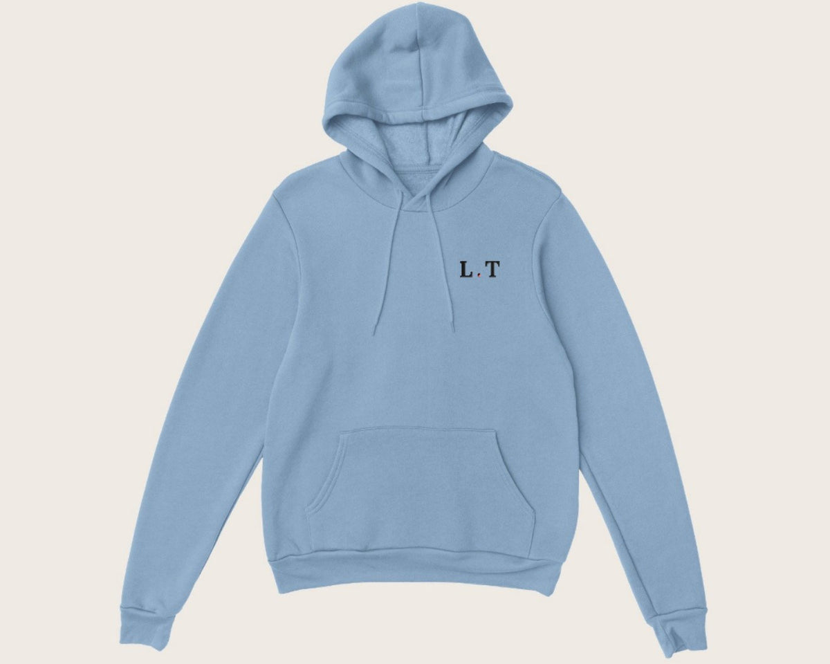 Sweat brodé initiales – sweat à capuche bleu ciel