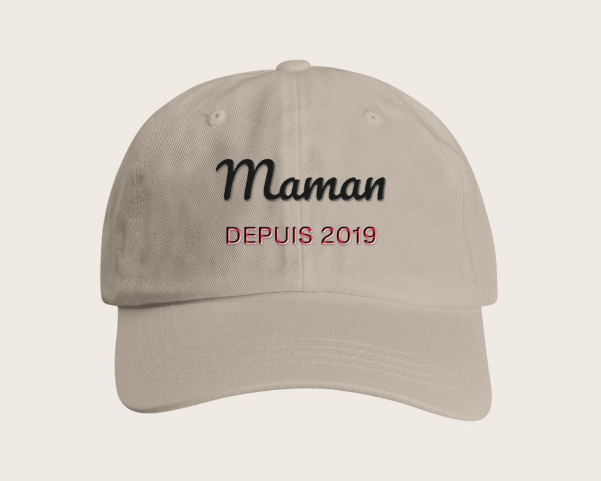 Casquette brodée « Maman depuis… » personnalisée – pierre