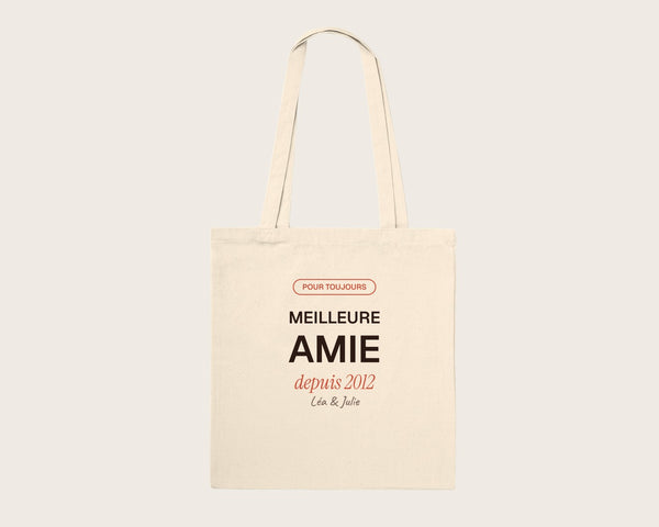 Tote bag personnalisé « Meilleure amie » – tote bag en coton naturel