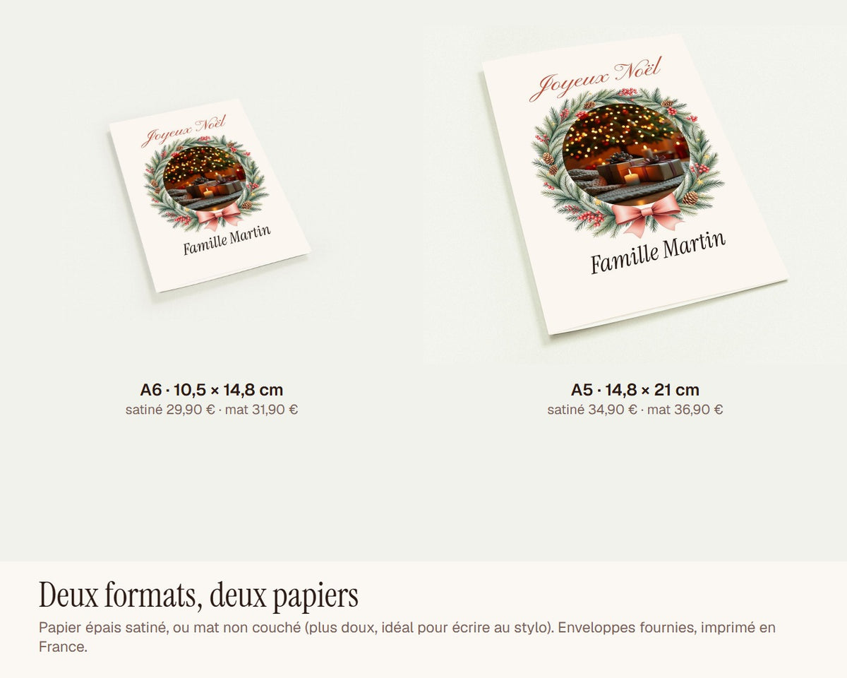 Carte de Noël photo personnalisée (lot de 10) – formats A6 et A5