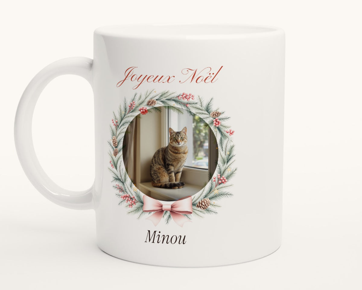 Mug de Noël avec la photo de votre chat – photo produit