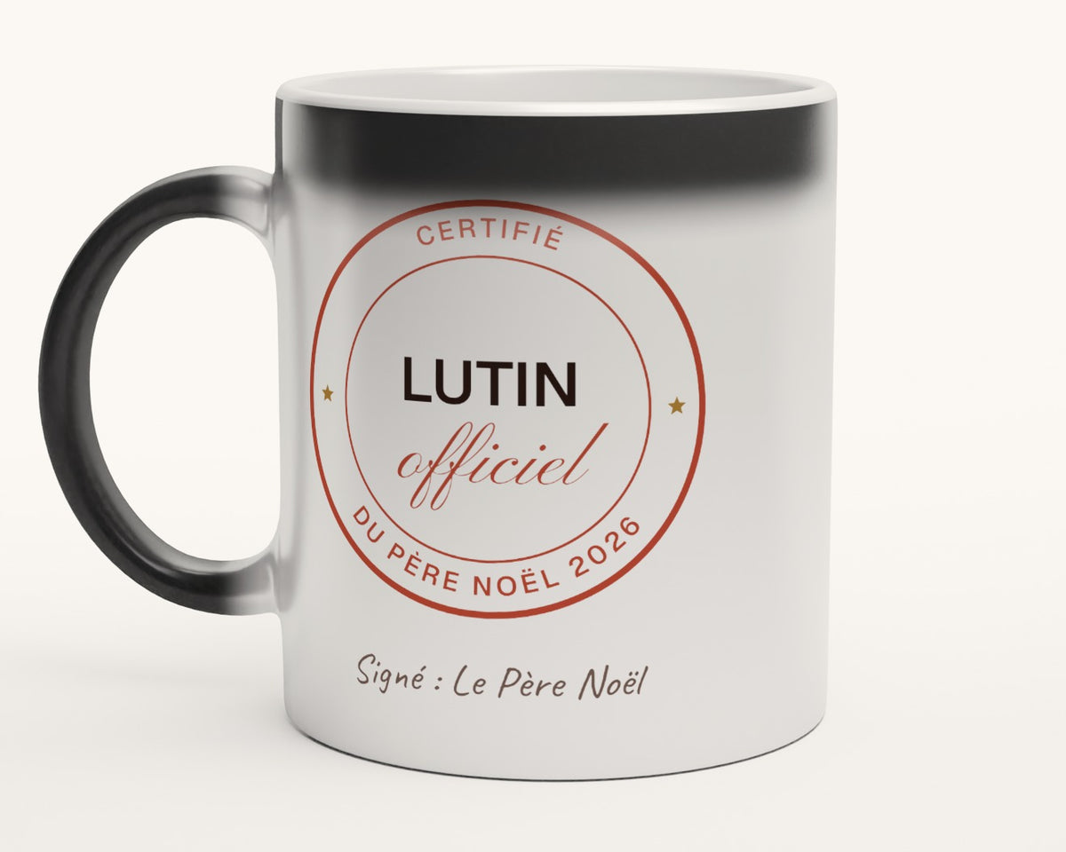 Mug enfant « Lutin officiel du Père Noël » personnalisé – mug magique