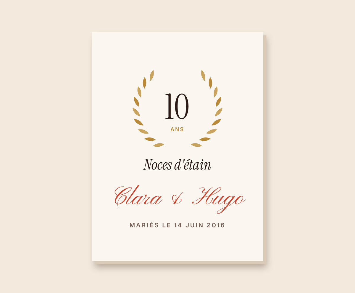 Affiche anniversaire de mariage personnalisée (noces) – Toile 30×40 cm