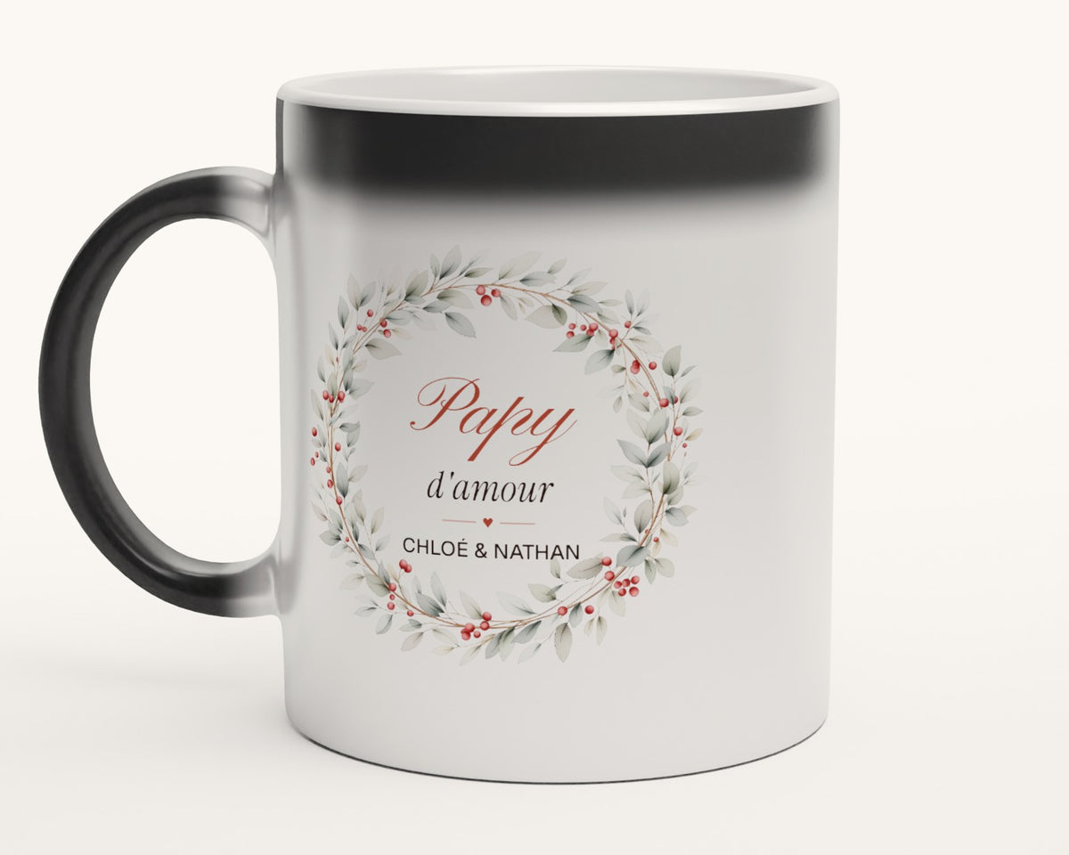 Mug personnalisé « Papy d'amour » avec les prénoms – mug magique