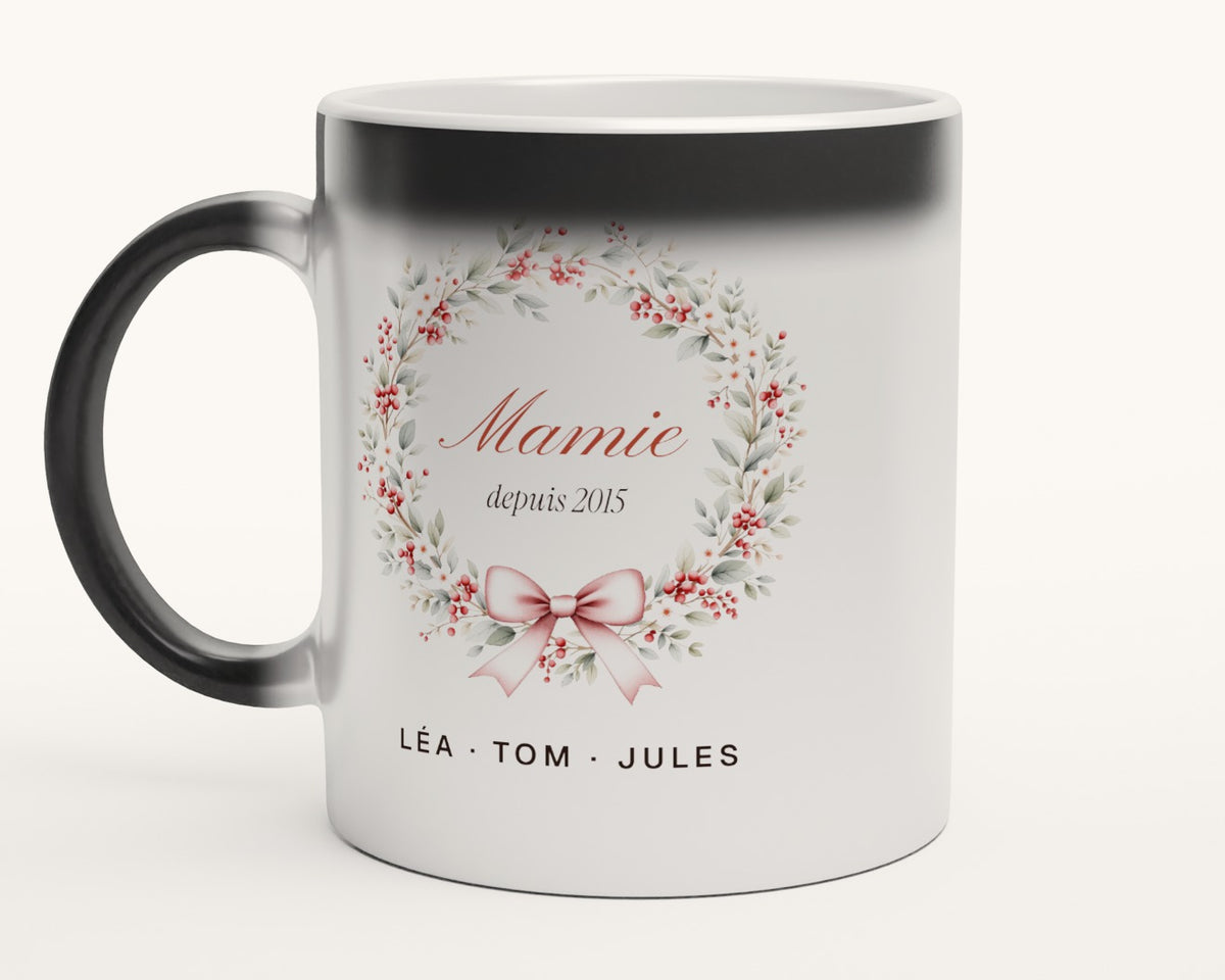 Mug « Mamie » couronne de feuillage personnalisé – mug magique
