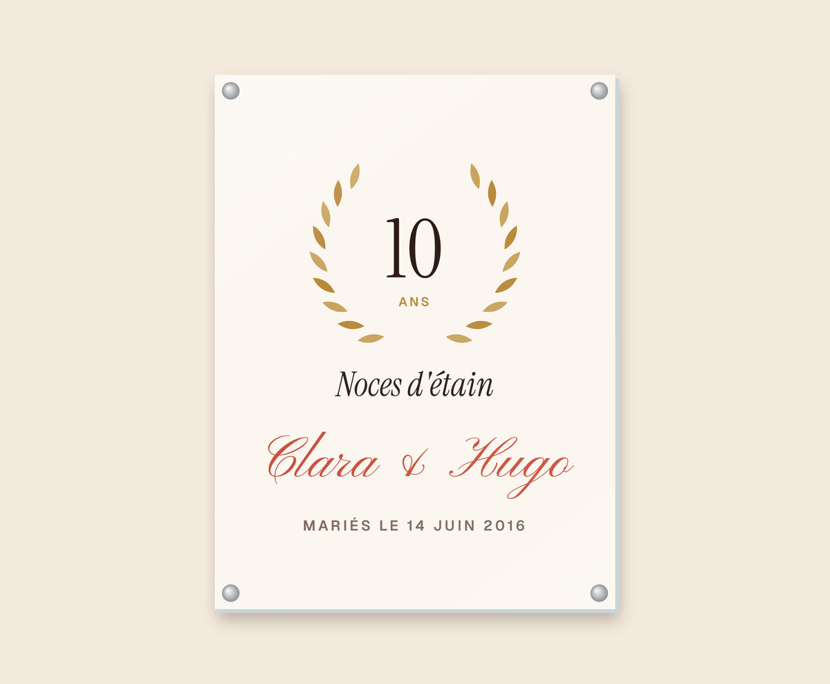 Affiche anniversaire de mariage personnalisée (noces) – Tableau plexi 30×40 cm