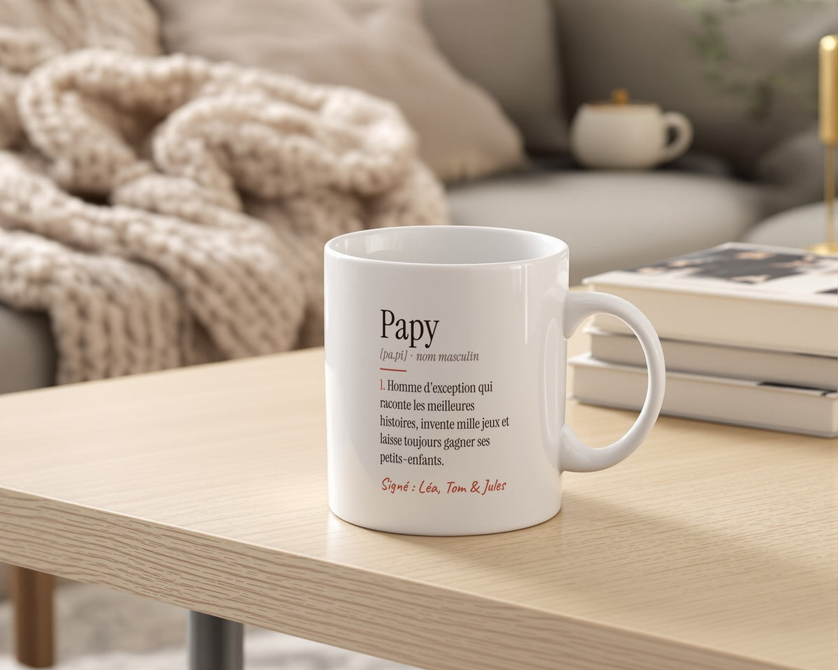 Mug « Définition de Papy » personnalisé – mise en situation