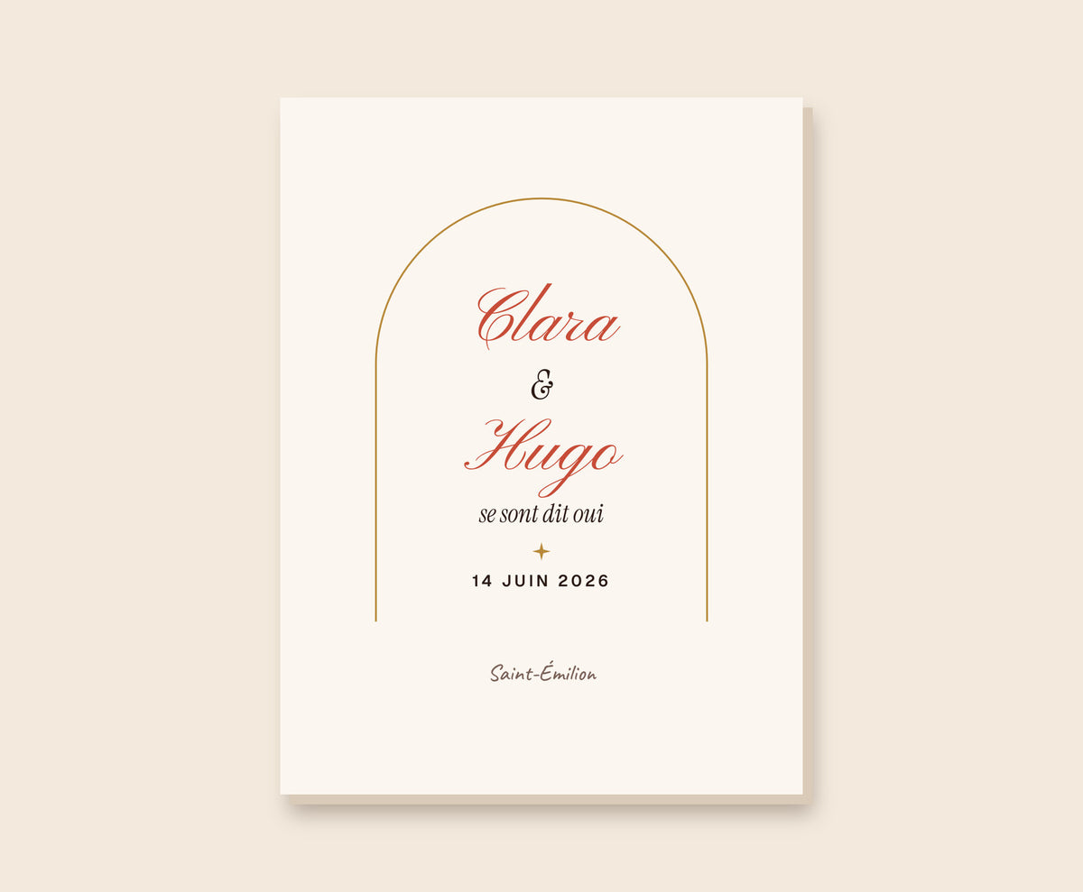 Affiche de mariage personnalisée avec prénoms, date et lieu – Toile 30×40 cm