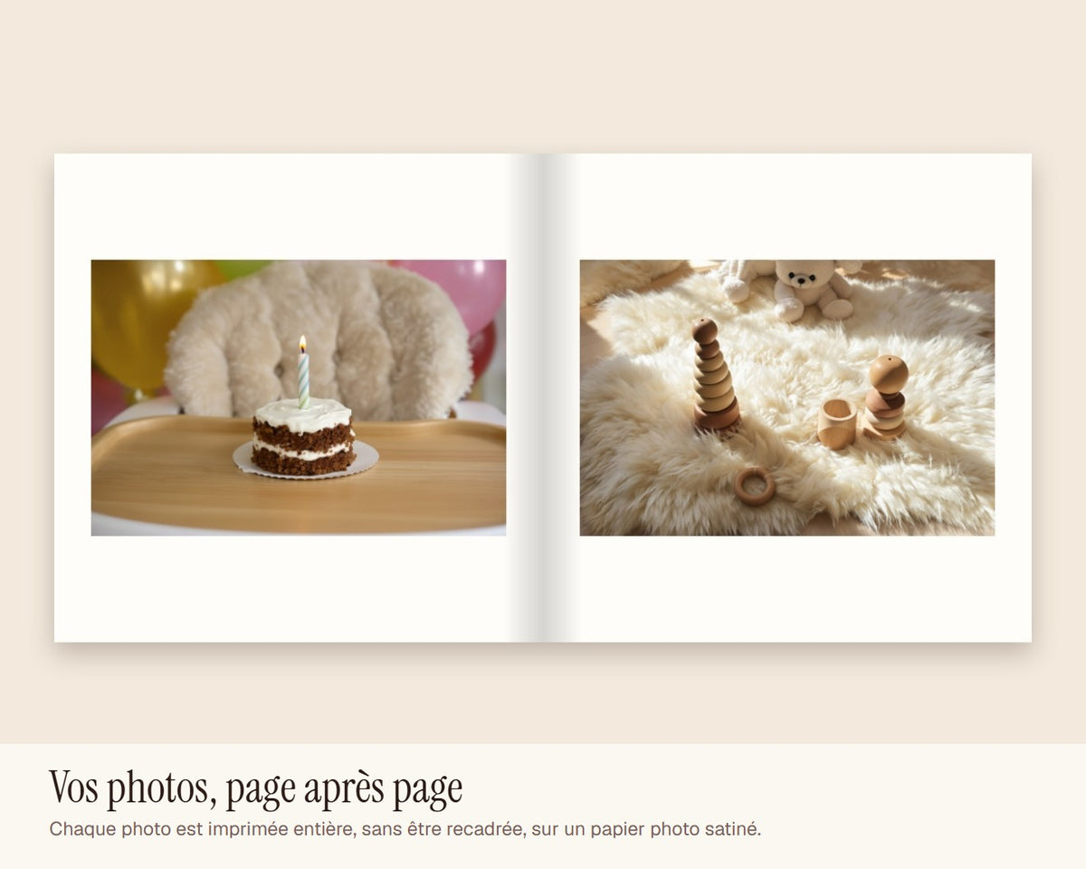 Album photo de bébé personnalisé : sa première année – double page