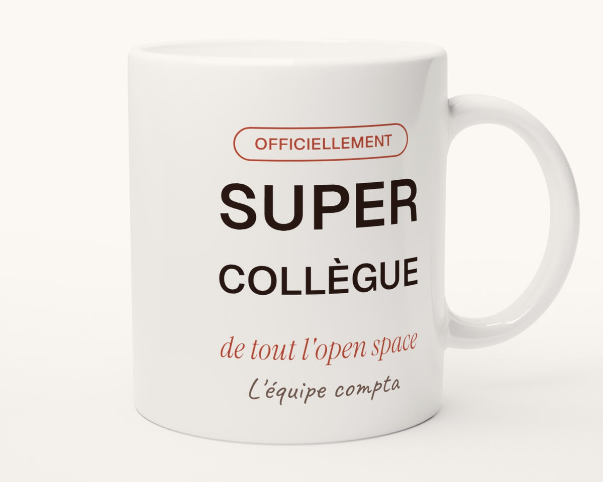 Mug personnalisé « Super collègue » – autre face, anse à droite