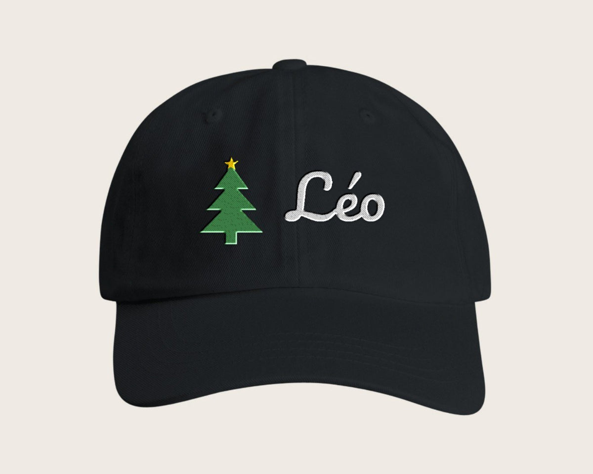 Casquette de Noël brodée avec prénom – noir