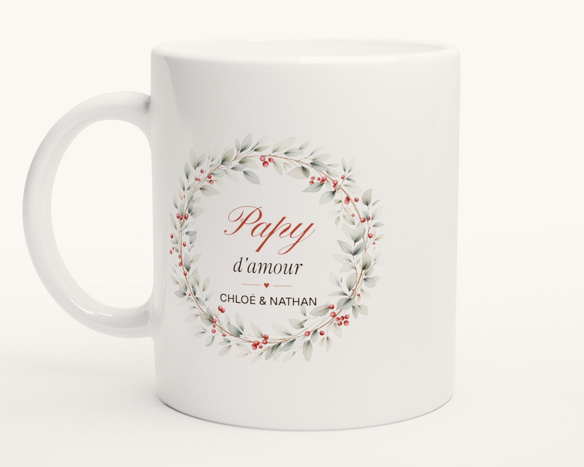 Mug personnalisé « Papy d'amour » avec les prénoms – photo produit
