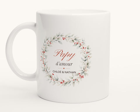 Mug personnalisé « Papy d'amour » avec les prénoms – photo produit