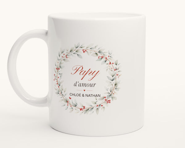 Mug personnalisé « Papy d'amour » avec les prénoms – photo produit