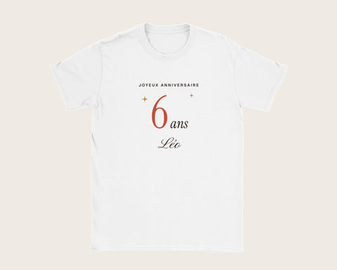 T-shirt anniversaire enfant personnalisé avec l'âge et le prénom – t-shirt enfant blanc